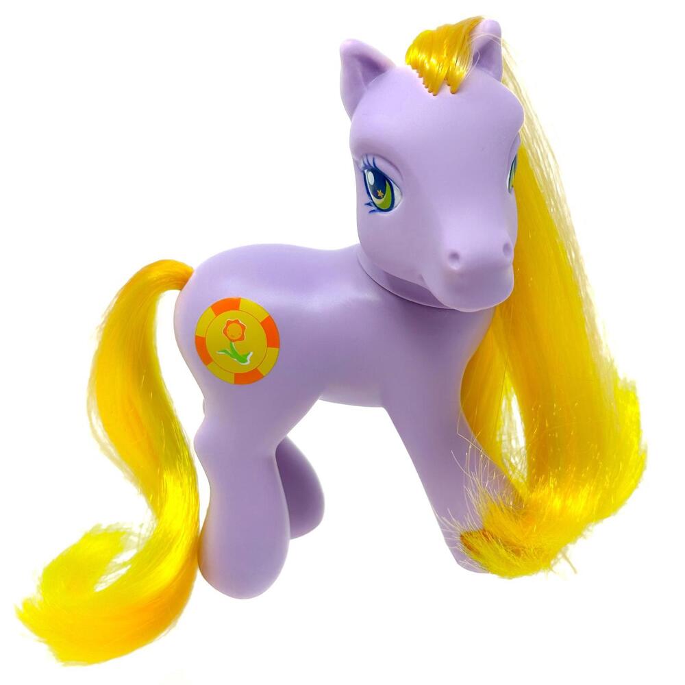 My Little Pony Garden Glade G3 2002 MLP Vintage Flower Cutie Mark Purple Yellow‎